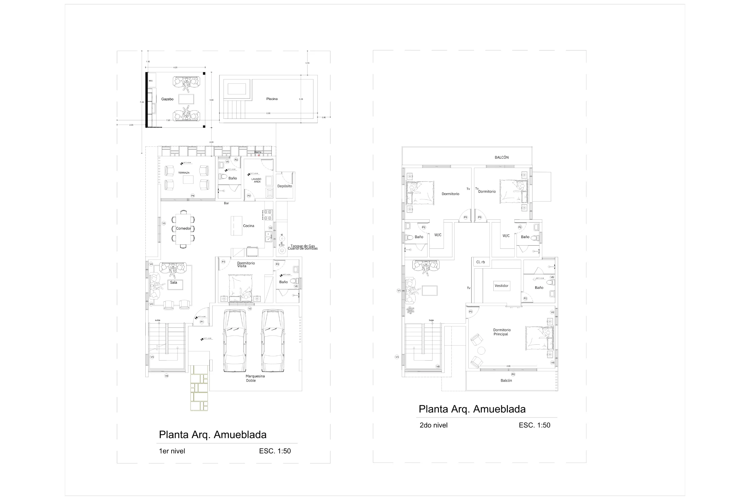 Planos dimensionados 1ra y 2da planta